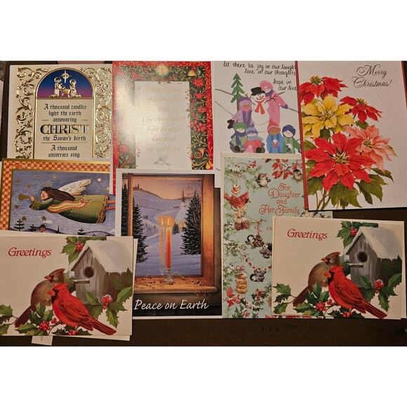 Vintage Christmas Greeting Cards Lot of 9 W Envelopes vtg Stationery(gg33) - Picture 1 of 1